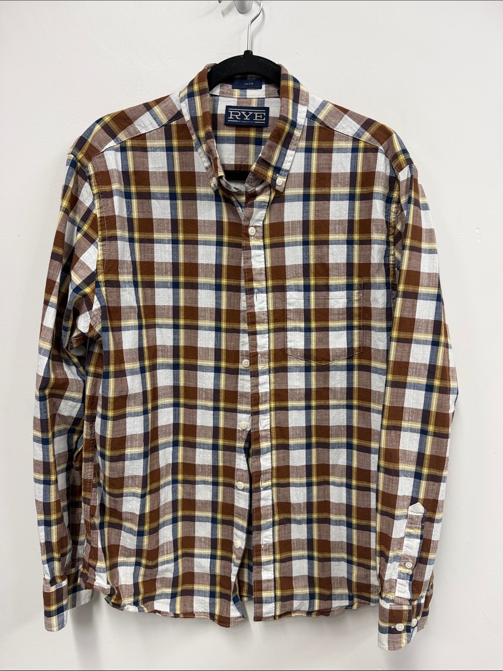 RYE Men's Brown Plaid Button-Down Shirt